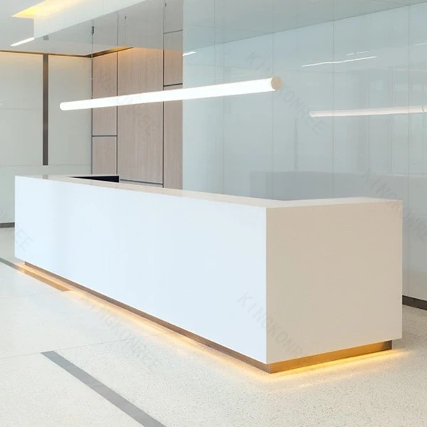 Modern Led L Shaped White Beauty Salon Reception Desk Design Hotel
