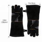 Jespai 14inch Welding HEAT RESISTANT Cow Split Leather BBQ Glove