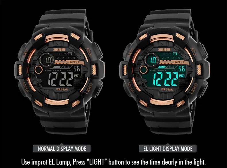 saat sport fashion digital hand clock stainless steel back water resistant digital watch