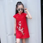 Chinese traditional style soft fabric embroidered dress girls cheongsam
