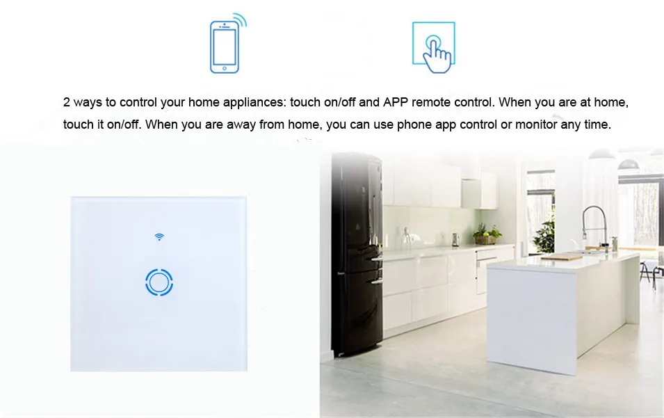 Ewelink EU Type 1 2 3 Gang Wifi Remote Switch via Android IOS,Wireless Control Light Touch Wall Switch for Smart Home,Work with Amazon Alexa, Google home-3
