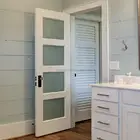 Modern bathroom interior shaker panel door with glass design