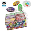 Lunch Box Fish Tin Shape Round Puffing Candy Fruity Mixed Color Super Sour Candy