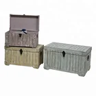 Set of 3 Nice Color Shabby Decorative Wooden Storage Trunk Box