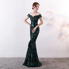 Wholesale off shoulder gown maxi long sequin cocktail evening dress