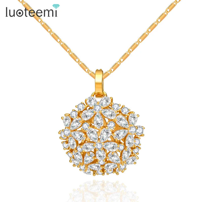 LUOTEEMI New Luxury Small Pendants Necklace 3A Clear Cubic ZIrconia Elegant Big Flower Women Bridal Engagement Wedding Necklaces
LUOTEEMI New Luxury Small Pendants Necklace 3A Clear Cubic ZIrconia Elegant Big Flower Women Bridal Engagement Wedding Necklaces