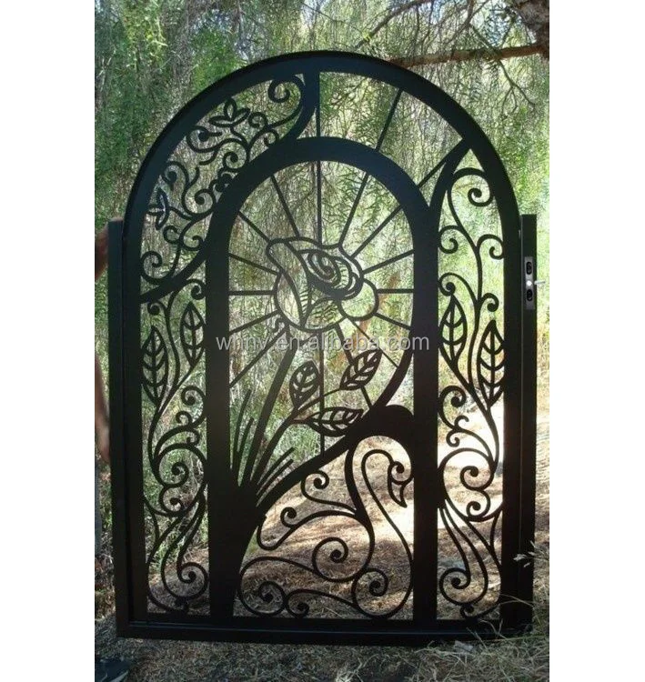 Antique de luxe en fer forgé fantaisie conception de porte principale conception de porte d'entrée en acier de jardin porte à vendre