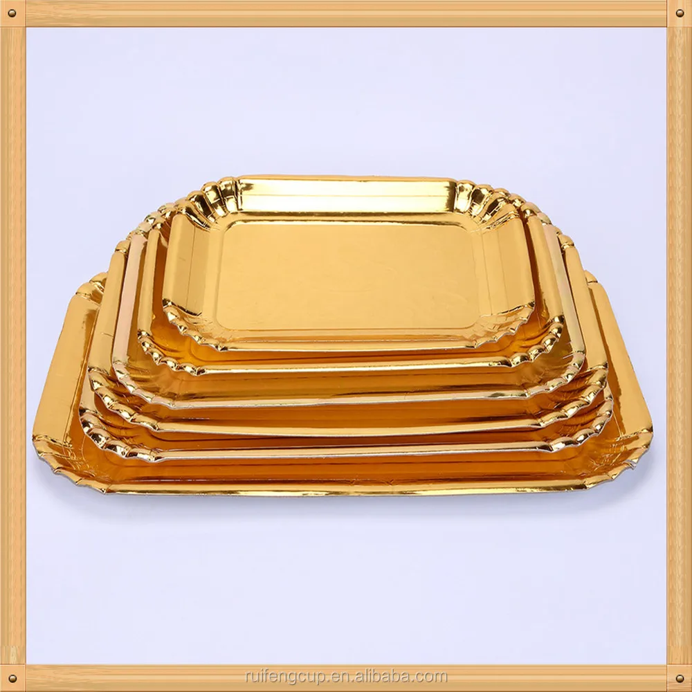 Custom Printed Round/rectangle Shape Gold Paper Plate Buy Custom