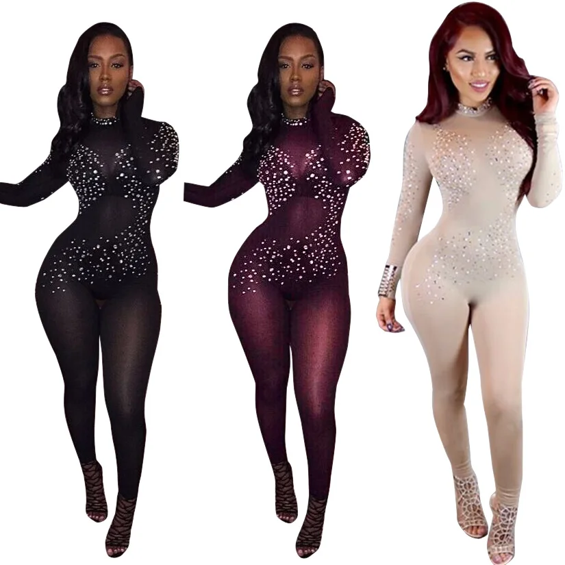 popular bodycon jumpsuit one piece full sleeve mesh diamond jumpsuit sexy women club wear playsuits EXM6008
popular bodycon jumpsuit one piece full sleeve mesh diamond jumpsuit sexy women club wear playsuits EXM6008