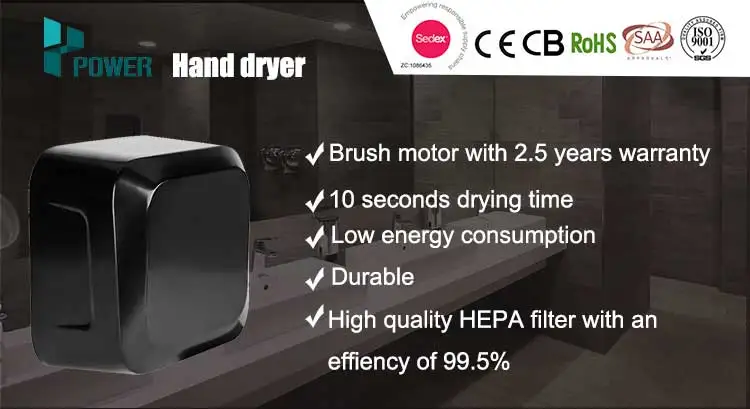 IPX4 commercial household wall mounted high speed air mini hand dryer for bathroom