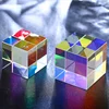 wholesale large 50mm 80mm colorful crystal glass cube x-cube prism for photograph