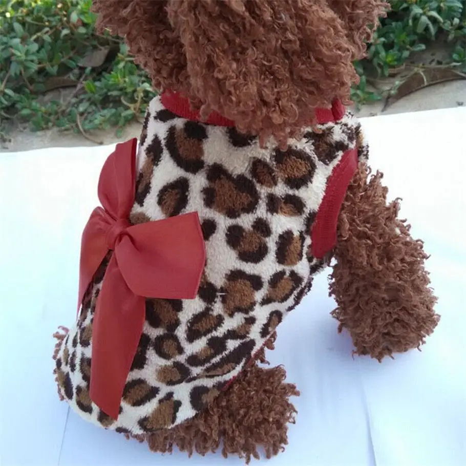 New Pet Dog Puppy Cat Winter Leopard Clothes Cute T-Shirt Soft Warm Coat hot selling