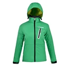 Kid's green hood softshell jacket with reflective seamless pocket