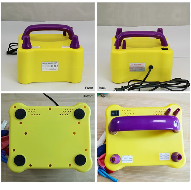 Inflador eléctrico portátil de globos, inflador de globos de doble boquilla  con función de temporizador, velocidad de inflado ajustable, 800 W con 2