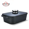 Cast Aluminum Rectangle Roaster 35 cm Non-stick Roaster Pan With Silicon Rim Glass Lid 13-Inch Roaster
