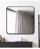 SWT Modern Hotel Metal Frame Vanity Mirror Square Round Corner Bathroom Matt Black Glass Mirror