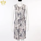 Elegant printed sleeveless slim lady's dress