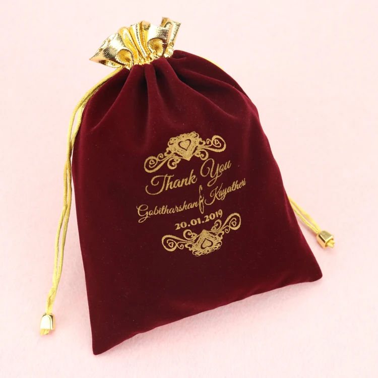 wedding favor decoration custom pouch with logo velvet bag for