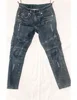 Royal wolf denim jeans manufacturer grey faded wash hand grinding men slim fit biker jeans with zipper pockets