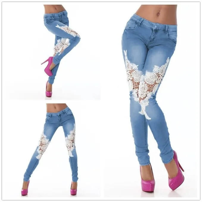 Sexy Women Denim Light Blue Skinny Jeans Crochet Lace Party Jeans Pants Trousers (2).jpg