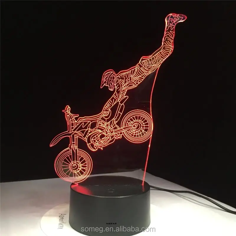 3d bulbing light toys Motorcycle LED Night Light 7 Color Changeable Table Lamp Acrylic plate children's nightlight Lamparas