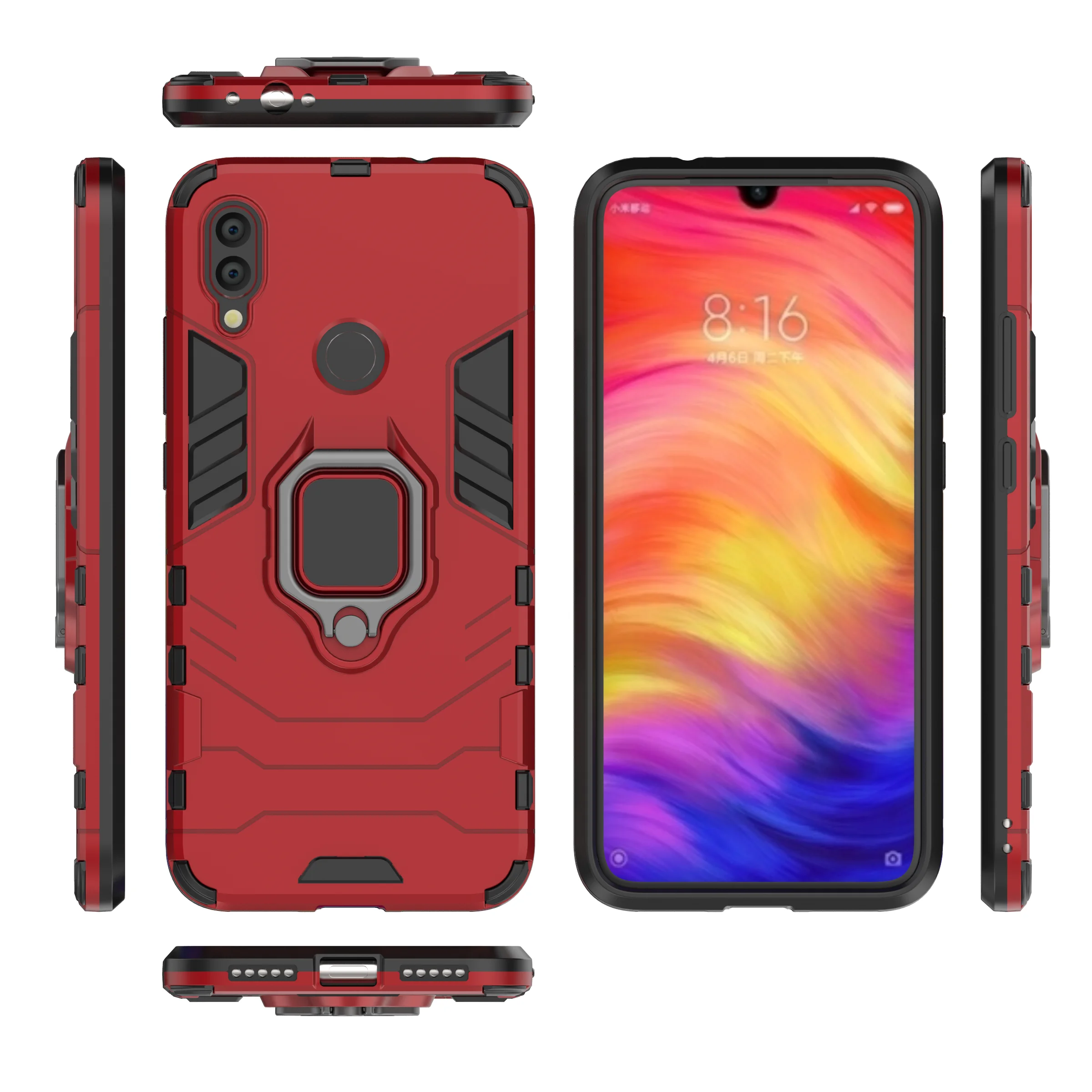 High Quality Heavy Duty Shockproof Armor TPU+PC Ring Kickstand Case For Xiaomi Redmi Note 7 Phone Case for Redmi Note 7
High Quality Heavy Duty Shockproof Armor TPU+PC Ring Kickstand Case For Xiaomi Redmi Note 7 Phone Case for Redmi Note 7