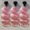 High quality brazilian virgin hair ombre pink hair extensions soft and natural human hair weave