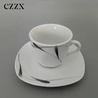 white expresso ceramic coffee cup and saucer for shop