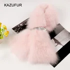 Hot sale real fox fur scarf with pink color for girls/fashion fur scarf KZ160083