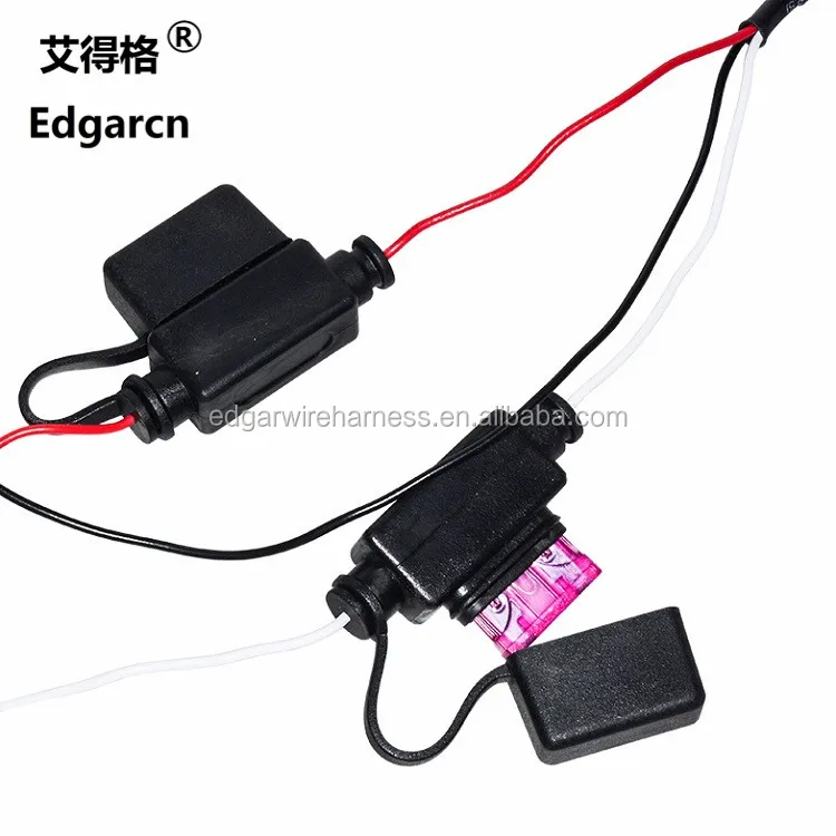 5C908 Fuse Holder Automotive Wire Harness with PVC Wire 105℃ 300V and UL1007-22AWG Wire for Truck GPS