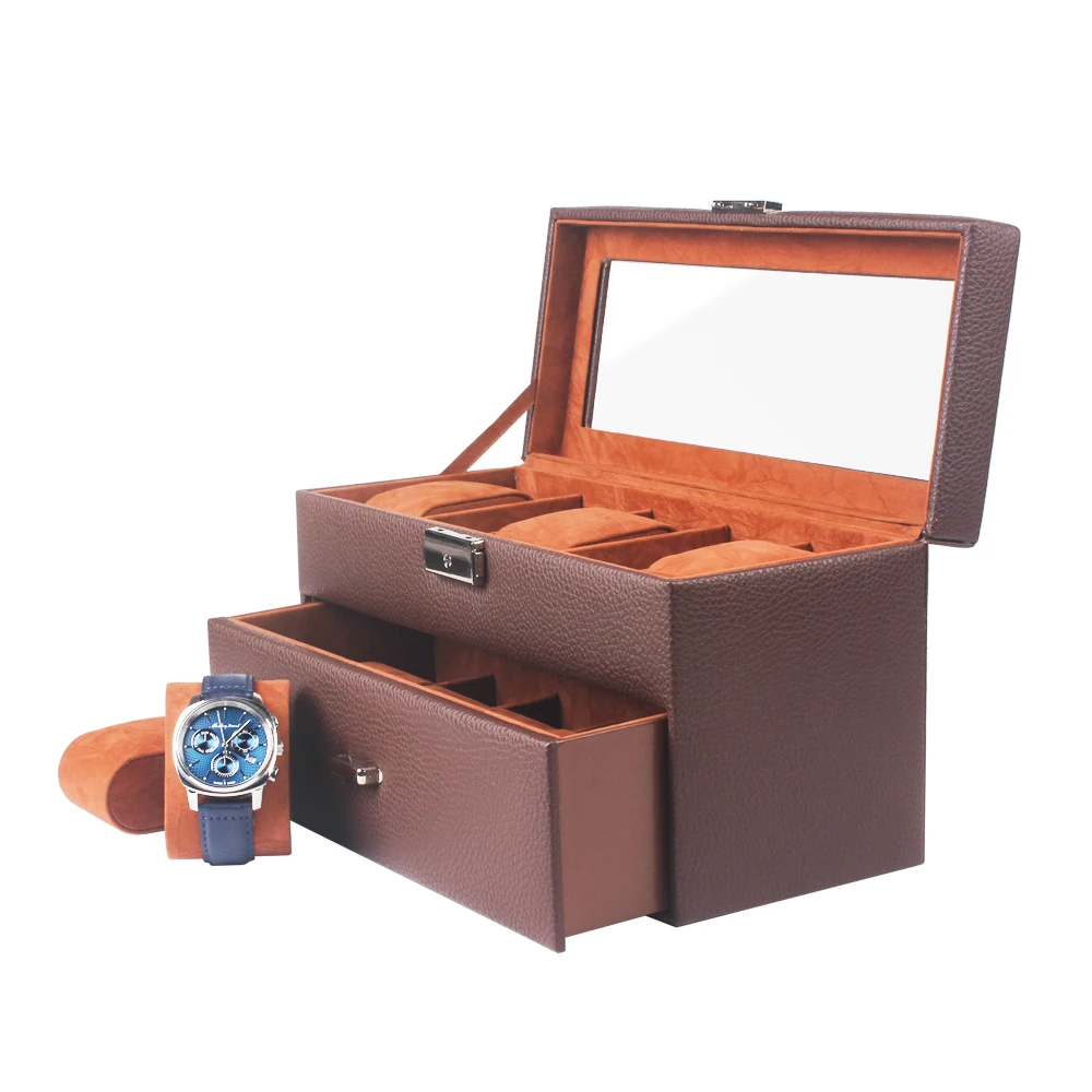 Luxury 10 Slots Leather Watch Storage Box With Window, Watch Display Packing Box, Brown / customized
Luxury 10 Slots Leather Watch Storage Box With Window, Watch Display Packing Box, Brown / customized