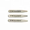 engraved brand logo metal collar stays for mens' shirt,steel stainless thickness collar stays