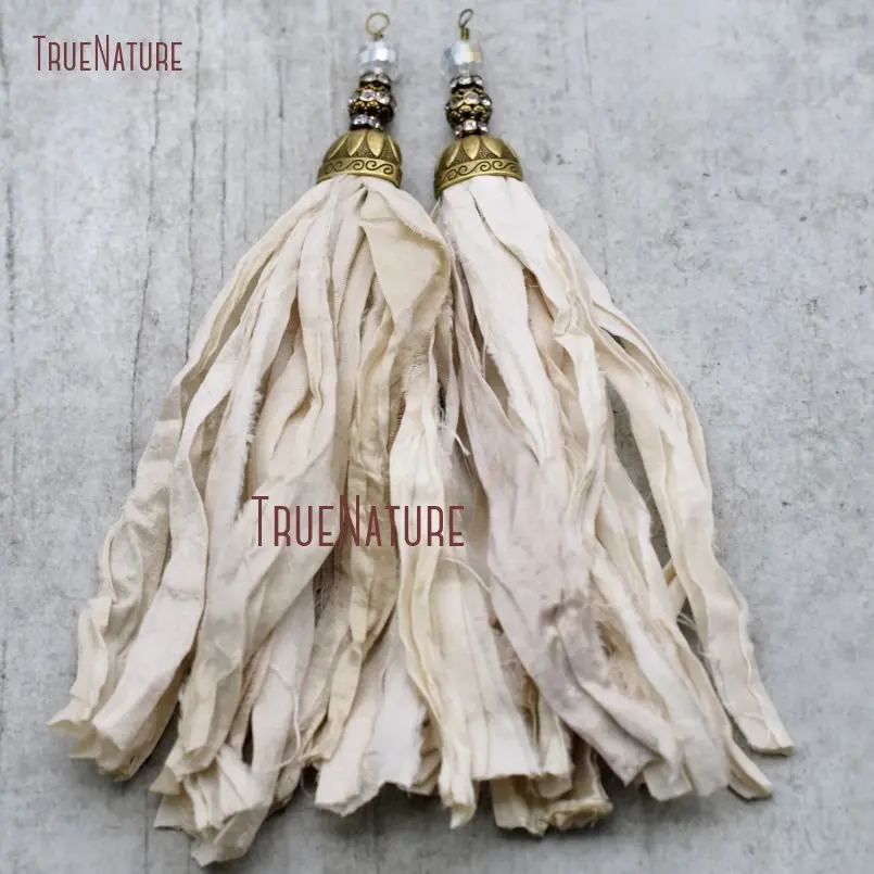 20171206-PM8971- Ivory Sari Silk Tassel Pendant Electroplating Bronze Color_1