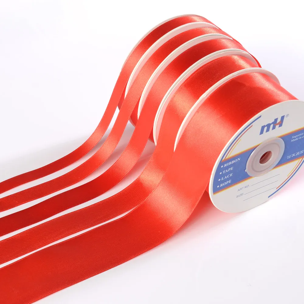 single sided faced woven edged 100% polyester satin ribbon for