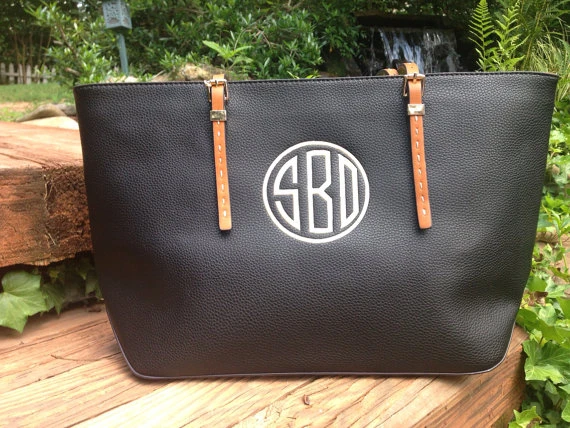 Ladies Personalized Monogrammed Tote Pu Leather Handbag - Buy Monogrammed Pu Leather Handbag ...