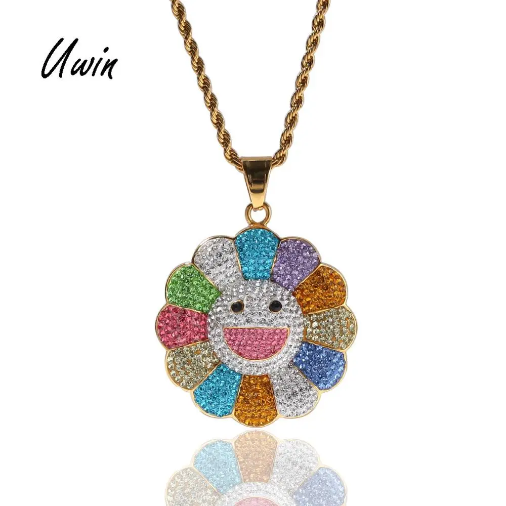 Wholesale Fashion Colorful Sun Flower Crystal Pendant Stainless Steel Trendy Rapper Gold Chain Necklace Jewelry Charms, Colorful / red and write / black
Wholesale Fashion Colorful Sun Flower Crystal Pendant Stainless Steel Trendy Rapper Gold Chain Necklace Jewelry Charms, Colorful / red and write / black