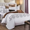Home Hotel Satin Embroidery Cotton Quilt Cover Bedding Set