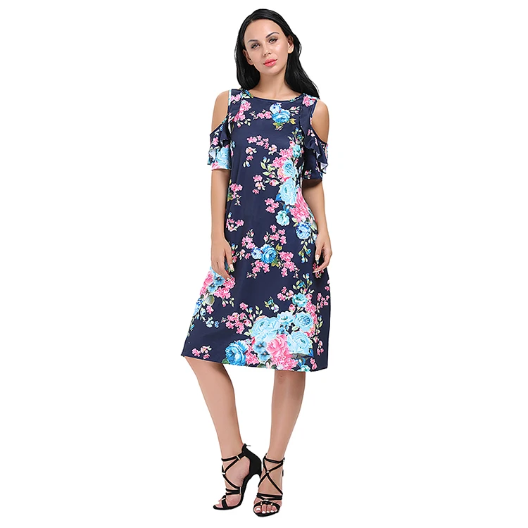 Vintage Fashion Design Dark Blue Flower Print Round Neck Cut Out Shoulder Lady Midi Dress
Vintage Fashion Design Dark Blue Flower Print Round Neck Cut Out Shoulder Lady Midi Dress