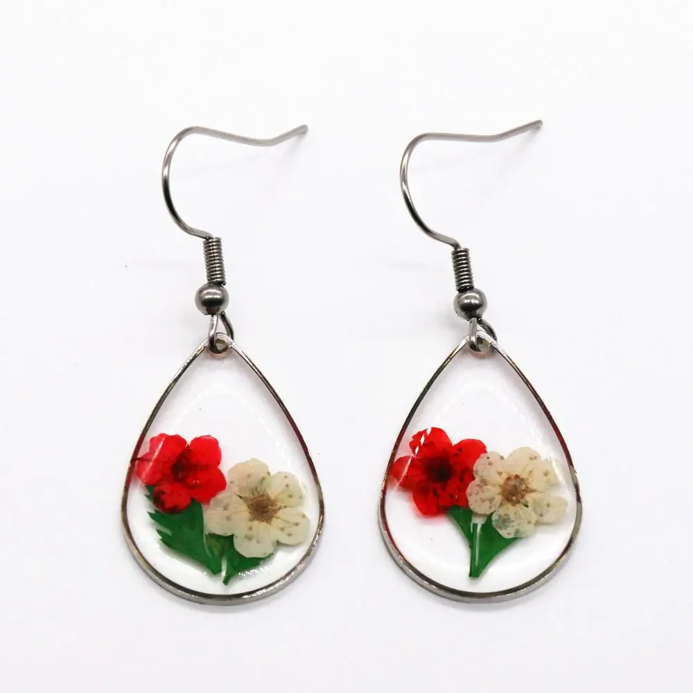 Cute jewellery stainless pendant real flower earring handmade jewelry alloy woman earring
Cute jewellery stainless pendant real flower earring handmade jewelry alloy woman earring