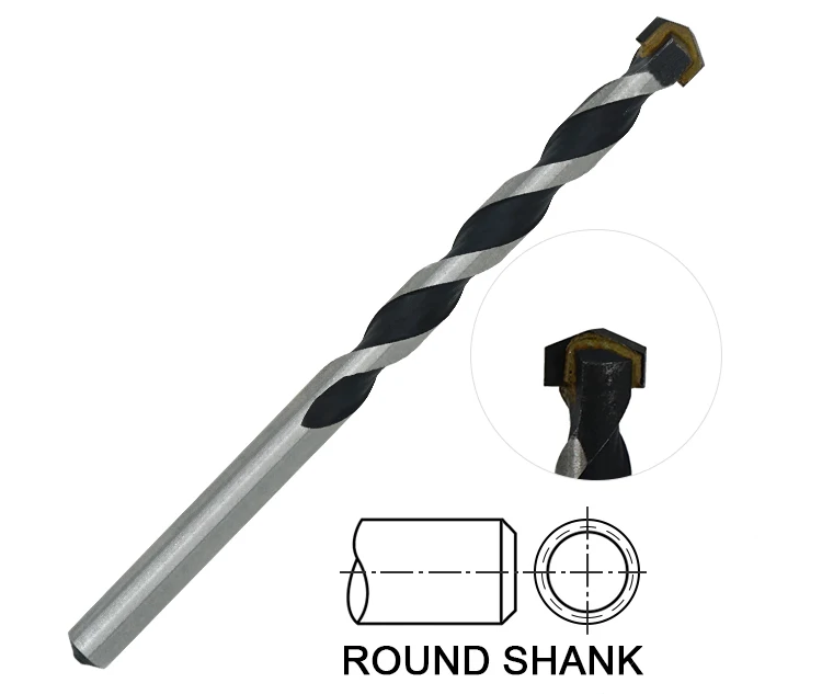 Round Shank Black and Bright Carbide Tipped Masonry Drill Bit for Concrete Stone Brick Masonry Drilling