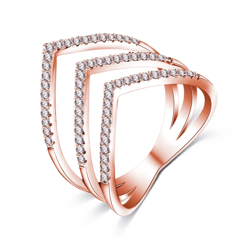 New Women Rings Rose Golden Color Micro Pave CZ Stone Three V Shape Ring Fashion Jewelry for Women CRI1034, Picture
New Women Rings Rose Golden Color Micro Pave CZ Stone Three V Shape Ring Fashion Jewelry for Women CRI1034, Picture