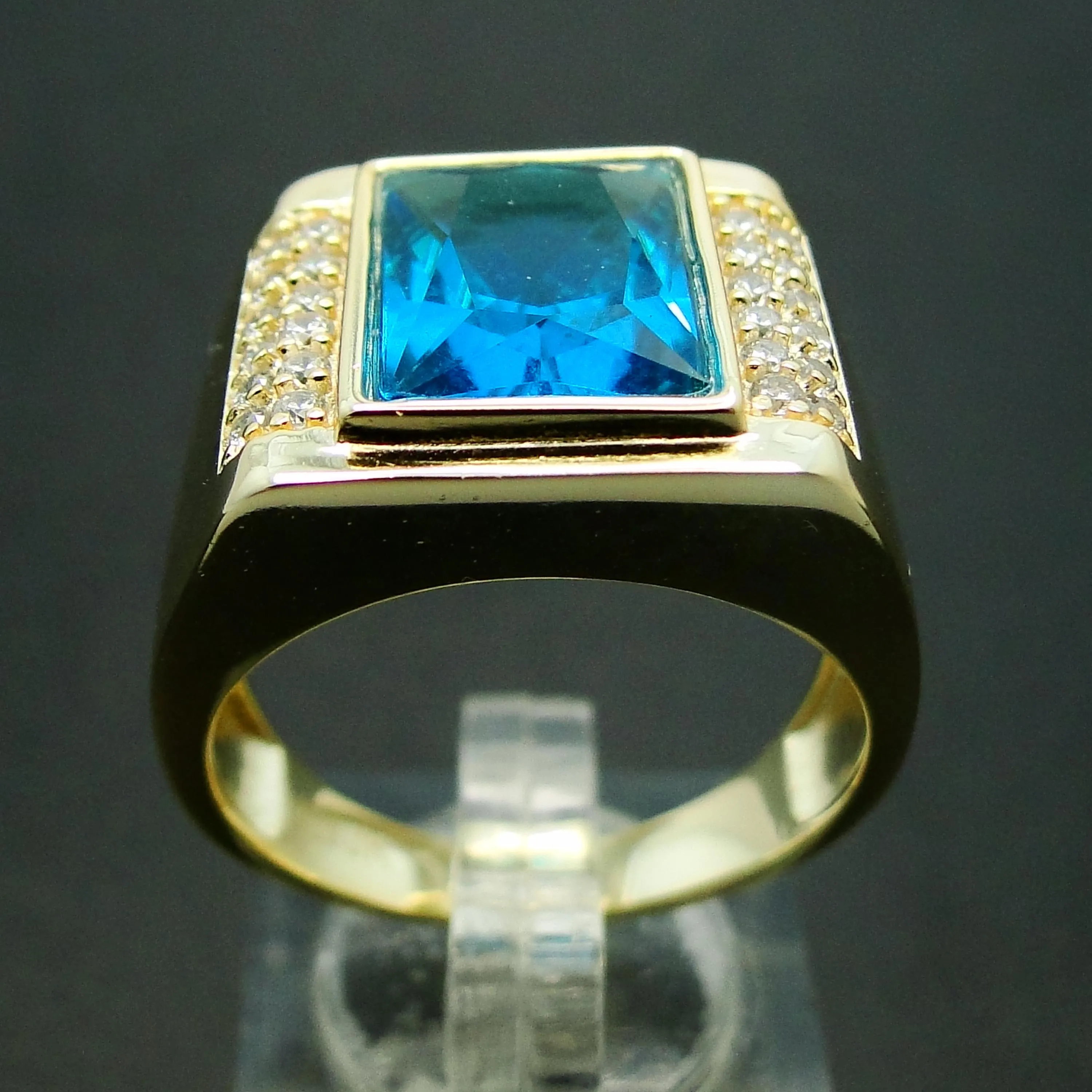 Yellow Gold Plated Blue Topaz Men's Ring 925 Silver Customized Simple Ring For Wholesale Jewelry, Black
Yellow Gold Plated Blue Topaz Men's Ring 925 Silver Customized Simple Ring For Wholesale Jewelry, Black