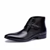 New Italian design genuine leather pointed toe buckle strap men chukka boots