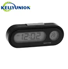 Portable 2 in 1 Car Digital LCD Clock & Temperature Display Electronic Clock Thermometer Car Automotive Blue Backlight