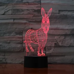 oem promotion gift donkey 3d night light led visual stereo lamp