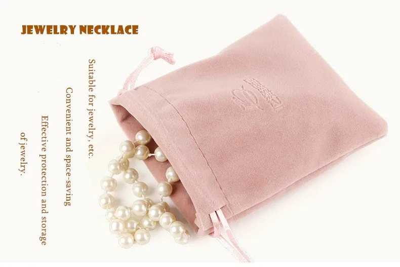 custom embossed drawstring jewelry pouches velvet pouch bag