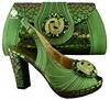 Green new arrival nice good quality fashion italian shoes and bag set