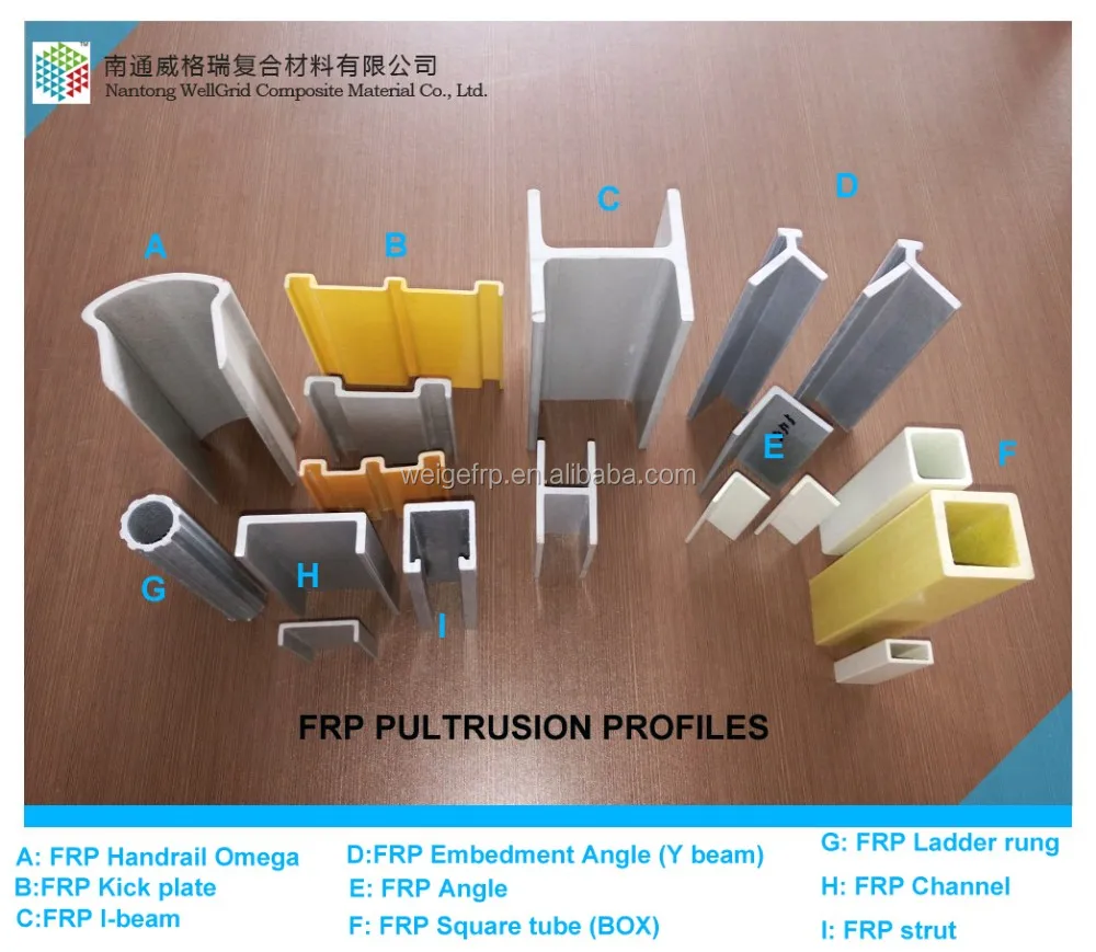 various types and high strength pultruded fiberglass profiles