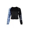 Breathable Polyester Long Sleeve Plain Soft Black Crop Top Hoodie For Women