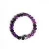 Hot Sale 8mm Purple Natural Stone Dog Paws Bead Elastic Rope Bracelet